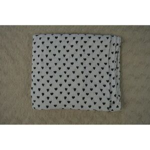Queenwest Trading Co White Black Hearts Print Baby Swaddle Blanket Muslin Cotton